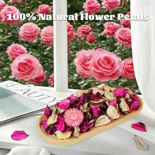 Rose Scented Dried Flower Potpourri Bowl Filler - 2 Pack with Essential Oil