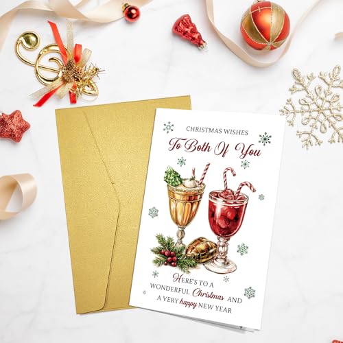 Chenive Christmas Card for Couples - Christmas Wishes to Both of You, Holiday Greeting Card