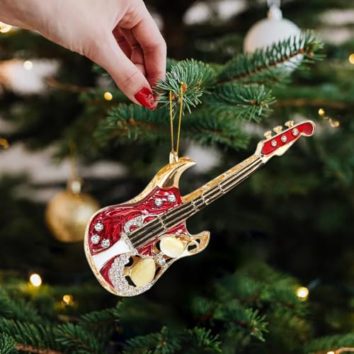 BAOXUE Guitar Christmas Ornament - Miniature Red Electric Guitar, Music Lover Gift, Guitar Decoration for Tree, Festive Holiday Decor - Variation: Guitar