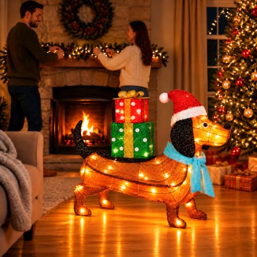 Lighted Christmas Dachshund Holiday Display 2.5ft x 2.3ft Outdoor Indoor Decor