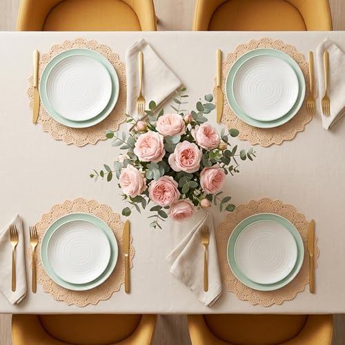 13.5 Inch Round Kraft Paper Doilies - 100 Pack Rustic Lace Placemats