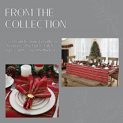 Elrene Shimmering Plaid Christmas Tree Skirt 48 Inch Holiday Decor