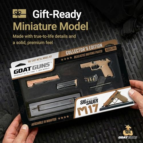 M17 Pistol Model Kit - 1:2.5 Scale Diecast Metal Replica, 4-Inch Tan