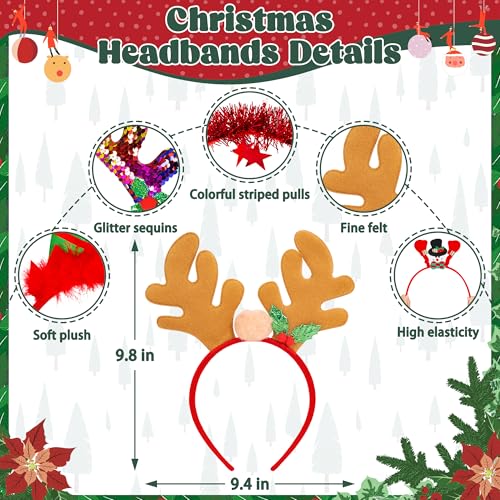 HOVACY 30 Pack Christmas Headbands 15 Styles Reindeer Santa Elf Party Accessories