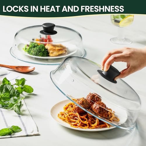 10-Inch Glass Microwave Splatter Cover with Silicone Mat - Vent Hole Lid