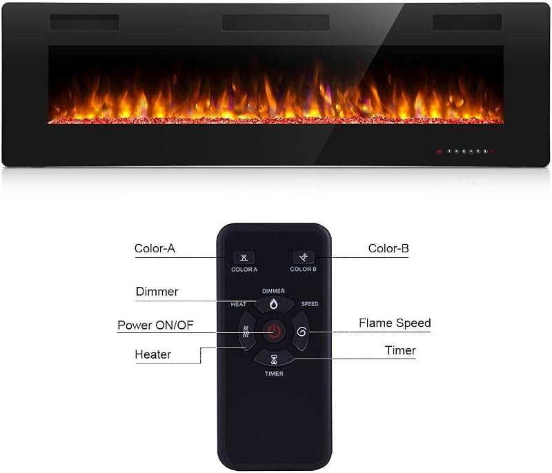 30-Inch Electric Fireplace Wall Mounted & Recessed Heater