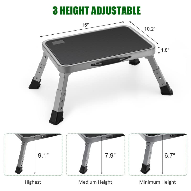 Adjustable Folding Step Stool with Non-Slip Platform - 330 lbs Capacity