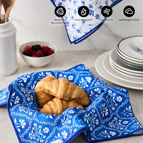 RECYCO Microfiber Waffle Kitchen Towel Set - 16x28 Absorbent Dish Towels (2-Pack)