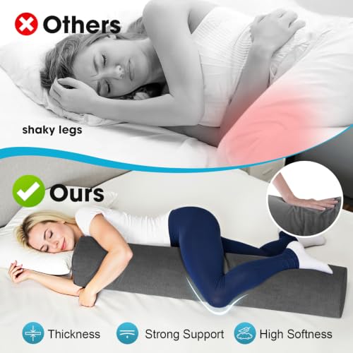 Memory Foam Body Pillow - 35-Inch Cylindrical Pillow with Velvet Cover