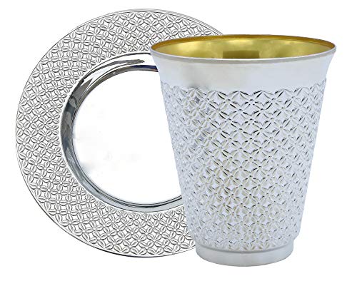 5.5 oz Disposable Silver Kiddush Cup and Saucer Set - 5 Pack