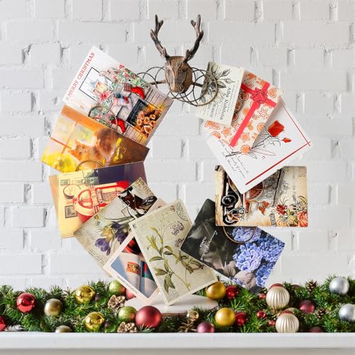 Reindeer Christmas Card Holder Display 18-inch Metal Spiral Decor