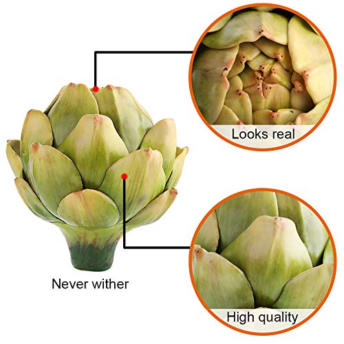 Large Artificial Artichokes - 6-Pack Lifelike Faux Vegetables for Decor