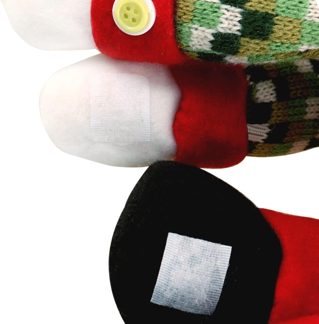 Skiennix Christmas Tree Topper Snowman - Unique Holiday Decor | Versatile Curtain Tie & Wine Bottle Hugger, Red/White/Green