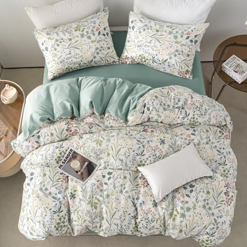 Floral Twin Duvet Cover Set - 100% Microfiber with Zipper Closure