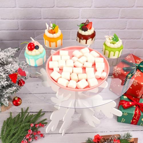 Whaline Snowflake Cake Stand 15.7in White Acrylic Dessert Display