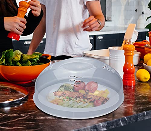 11.5-Inch Microwave Splatter Cover with Steam Vents and Easy-Grip Handle