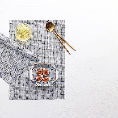 Woven Vinyl Placemats Set of 4 - Washable Indoor & Outdoor Dining Table Mats