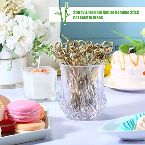 Nuogo 1000 Pcs Bamboo Cocktail Picks Looped Knot Skewers 4.13 Inch - Party & Barware