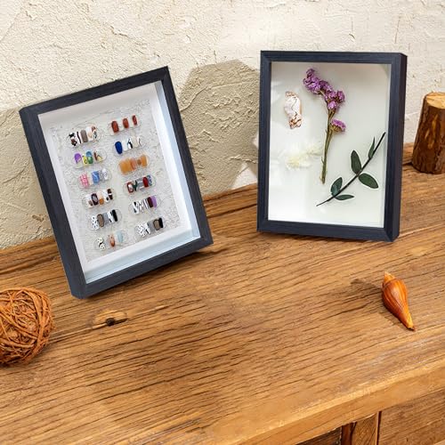 5x7 Shadow Box Frame Set - 4 Pack Black Display Case for Wall or Tabletop