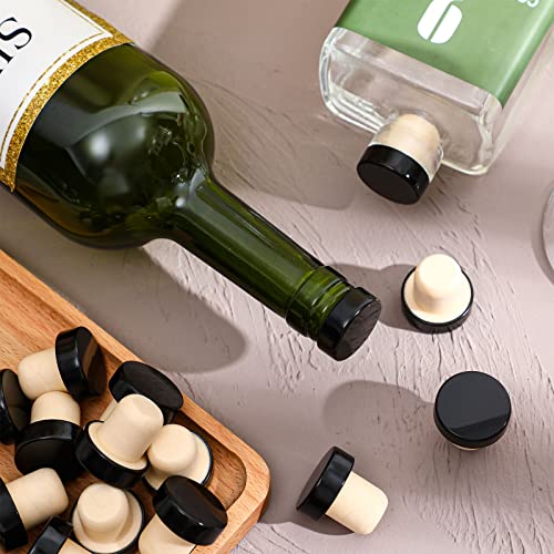 T-Shaped Reusable Wine Bottle Stoppers (24 Pack) - Black Sealing Plugs