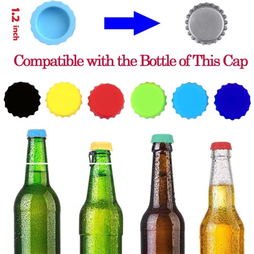 Superjackwang 6 Pack Reusable Silicone Beer Bottle Caps - Food Grade, BPA-Free, Multi-Color Seals for Soda, Beverages & Homebrew