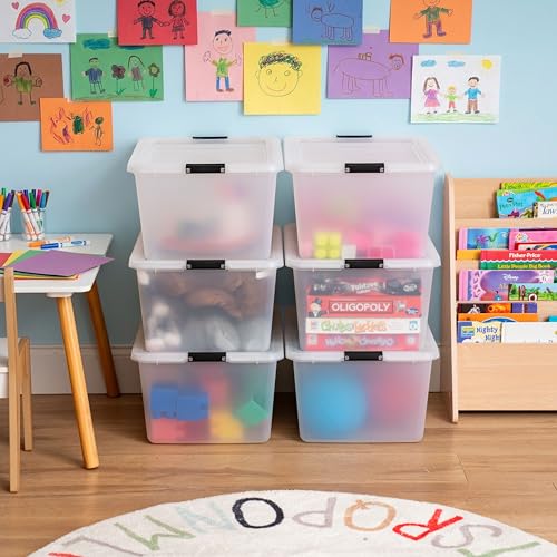 IRIS USA 32.5 Quart Plastic Storage Box with Latching Lid 6-Pack