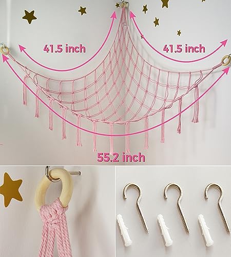 Macrame Stuffed Animal Storage Hammock Corner Net for Toys