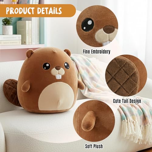 9.8-Inch Beaver Plush Toy – Decorative Stuffed Animal Tabletop Ornament