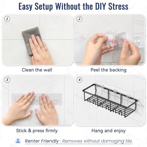 8-Pack Adhesive Shower Caddy Organizer Rustproof Stainless Steel