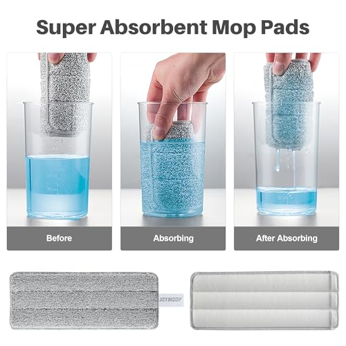 Hands-Free Flat Floor Mop and Bucket Set with 3 Microfiber Pads
