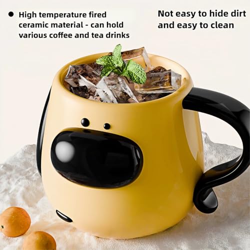 Dog-Shaped Ceramic Coffee Mug 17oz with Lid - Cute Holiday Gift for Pets & Coffee Lovers