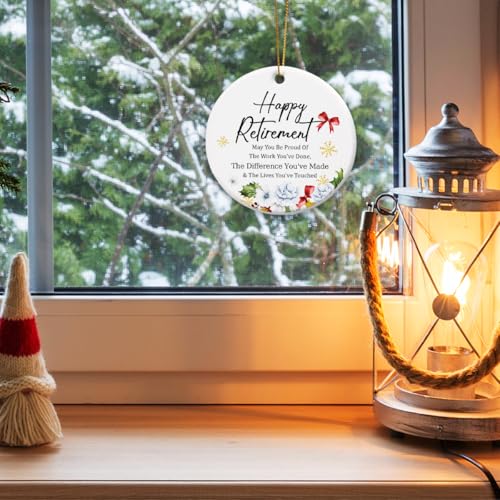 May You Be Proud of the Work Retirement Gift Ornament - Inspirational Christmas Ceramic Hanging Ornament with Golden Ribbon (Ruvoty)