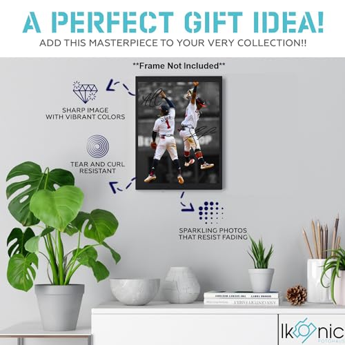 Autographed Baseball Wall Art - Ronald Acuna Jr & Ozzie Albies Signed Photo, 8x10 Inch High-Gloss Print for Home Decor