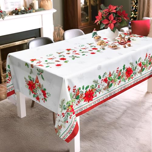 Arquiel Cardinal 104" x 60" Tablecloth Rectangular – Floral Print, Polyester, Water-Resistant