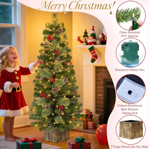 Artificial Christmas Entrance Tree with 60 LED Warm White Lights - 2 Pack, 4 Ft