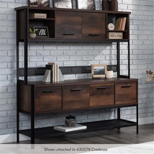 Large Office Desk Hutch with Adjustable Shelves and Hidden Storage