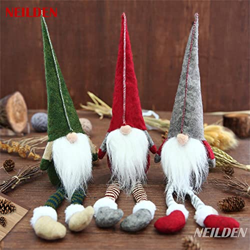 3pc Set Christmas Gnome Ornaments with Bendable Tall Hats, 20-inch