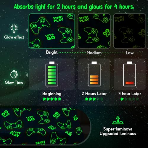Jekeno Glow in the Dark Gaming Throw Blanket - Soft Controller Plush (50"x60")