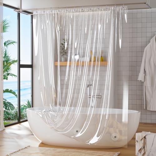 Titanker Clear Shower Curtain Liner 72x72 Waterproof PEVA with Magnets