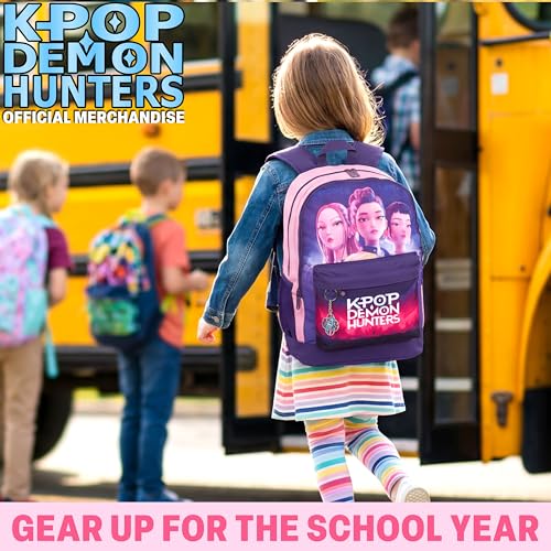 KPop Demon Hunters School Backpack for Girls - 18in Purple Bookbag
