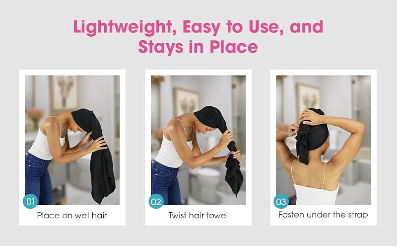 Large Cotton Hair Towel for Long Thick Hair, Anti-Frizz Wrap 29" x 45"