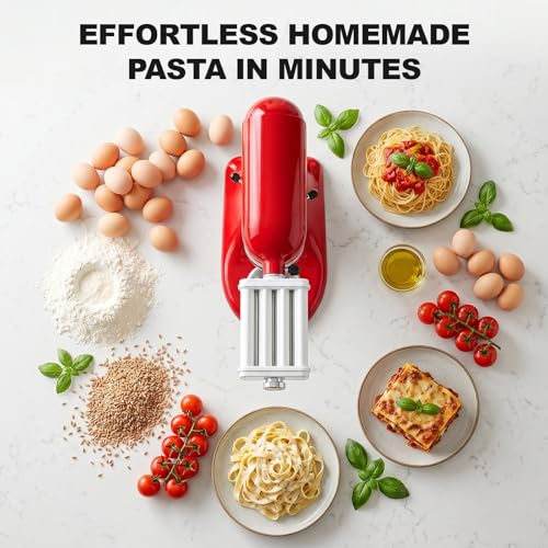 3-in-1 Pasta Maker Attachment for Stand Mixers - Roller and Cutter Set
