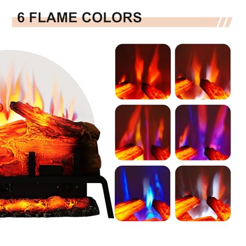 24-Inch Electric Fireplace Log Set Insert with Heater and Crackling Sound
