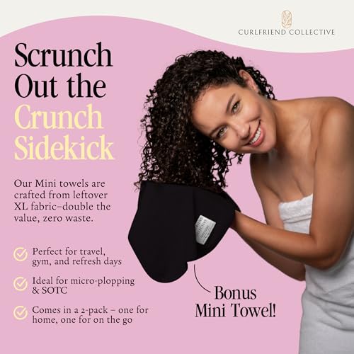 Cotton Hair Towel Duo: XL and Mini T-Shirt Towels for Curly Hair