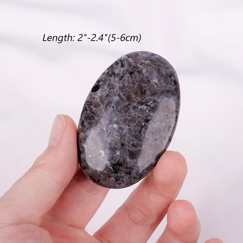 3PCS Oval Yooperlite Stones 2-2.4 Inch Fluorescent Palm Worry Stones