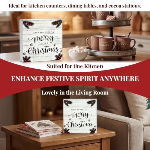 Movie Sign Wooden Christmas Decor - Rustic Holiday Tabletop Sign, 12.5cm