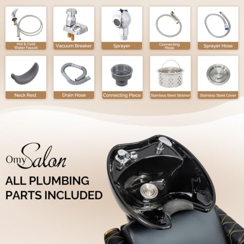 Professional Shampoo Bowl and Chair Set with Tilting Ceramic Basin
