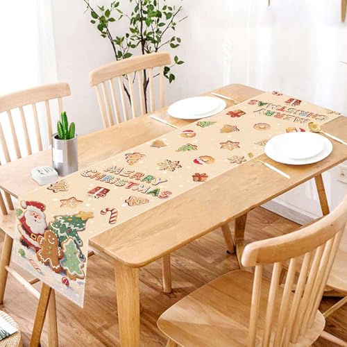 Oxxden Christmas Table Runner R 13x72 Inch Holiday Cookies & Santa Design