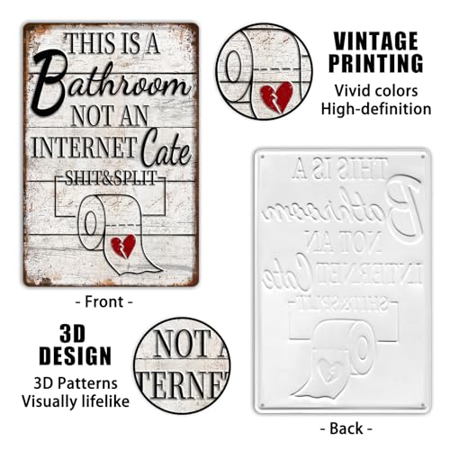Vintage This Is A Bathroom Not An Internet Cafe 3D Metal Sign Wall