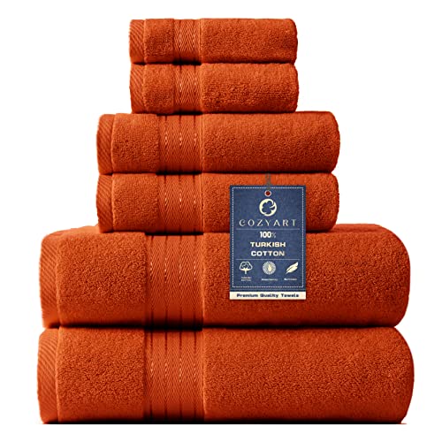 COZYART 100% Turkish Cotton 6-Piece Bath Towel Set - 650GSM Plush Towels